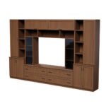 Spacious wall cabinet with open shelves, drawers and cabinets 340 × 220 cm Wiśnia Porto – MODENA