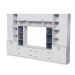 Spacious wall cabinet with open shelves, drawers and cabinets 340 × 220 cm Biel – MODENA