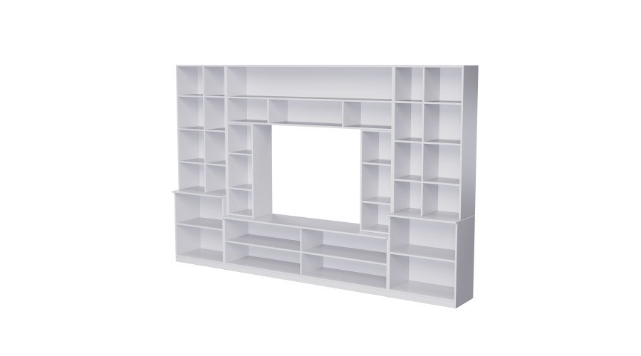 Spacious wall cabinet with open shelves, drawers and cabinets 340 × 220 cm Biel – MODENA - Image 3