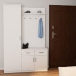Hallway 130 - hallway wardrobe with seat, drawers, closed shelves, hanger
