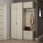 Hallway 140 - hallway wardrobe with seat, drawers, closed shelves, hanger