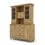 Glass display case with cabinets and drawers, 150 cm, Dab Artisan – VERA