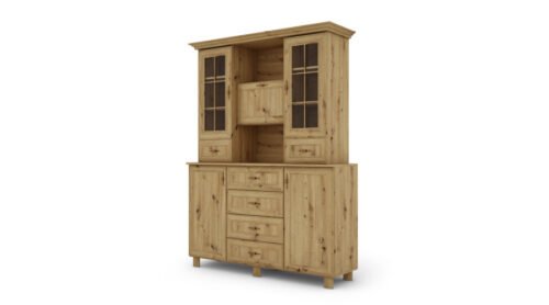Glass display case with cabinets and drawers, 150 cm, Dab Artisan – VERA