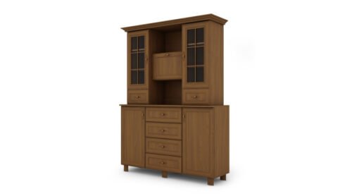 Glass display case with cabinets and drawers 150 cm Wiśnia Porto – VERA