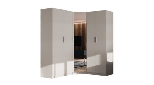 Modular corner wardrobe 270 cm, cashmere beige – MAX Premium set