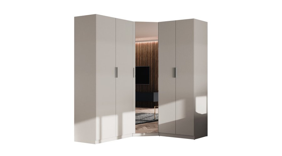 Modular corner wardrobe 270 cm, cashmere beige - MAX Premium set