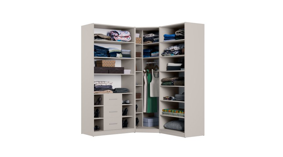 Modular corner wardrobe 270 cm, cashmere beige - MAX Premium set - Image 3