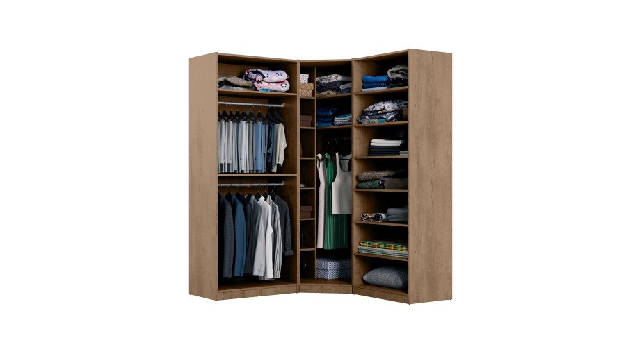 Modular corner wardrobe 270 cm Lefkas oak dark - MAX Premium set - Image 3