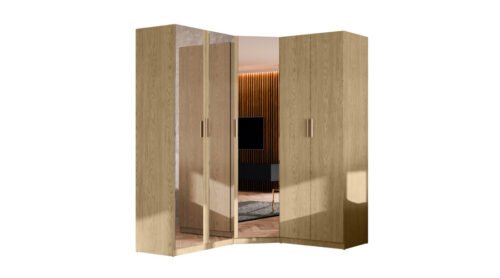 Modular corner wardrobe with mirrors, “Baltic Dune Oak” – MAX Premium set