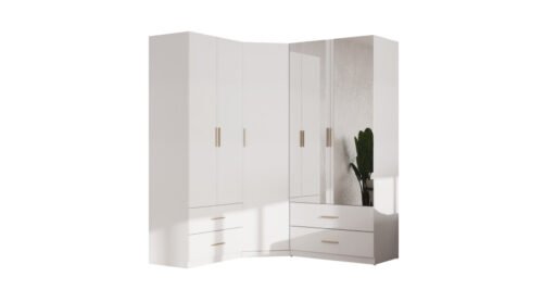 Snow White modular corner wardrobe with mirrors – MAX Premium set