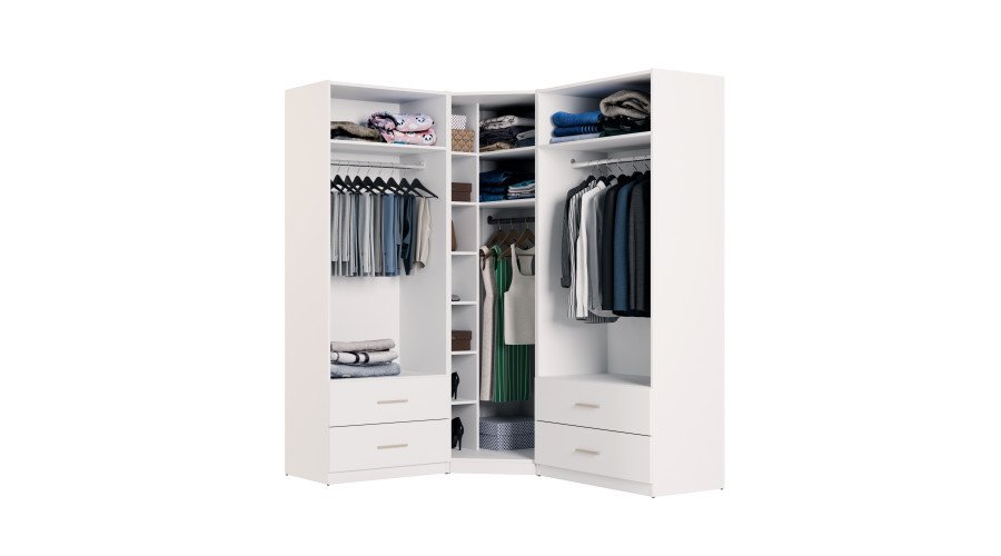 Snow White modular corner wardrobe with mirrors - MAX Premium set - Image 3