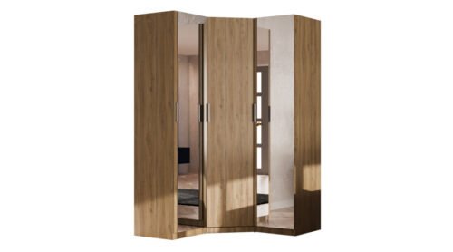 Modular corner wardrobe 278 cm with mirrors Carpenter Whiskey Oak – MAX Premium set