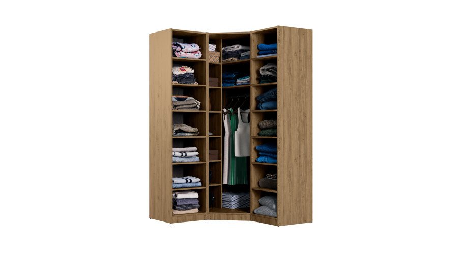 Modular corner wardrobe 278 cm with mirrors Carpenter Whiskey Oak - MAX Premium set - Image 3