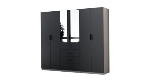 Modular wardrobe 260 cm black onyx + light gray – MAX Premium set