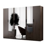 300 cm modular wardrobe with mirrors Okapi walnut color - MAX Premium set