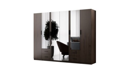 300 cm modular wardrobe with mirrors Okapi walnut color – MAX Premium set