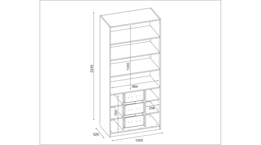 Modular wardrobe 100x225 cm with drawers and shelves – MAX Premium "H" - Image 3