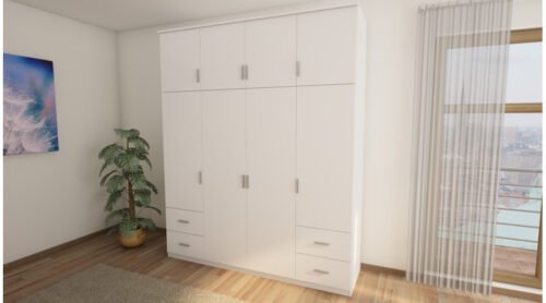 Wardrobe 200/242 – clothes rack, internal shelves, external drawers