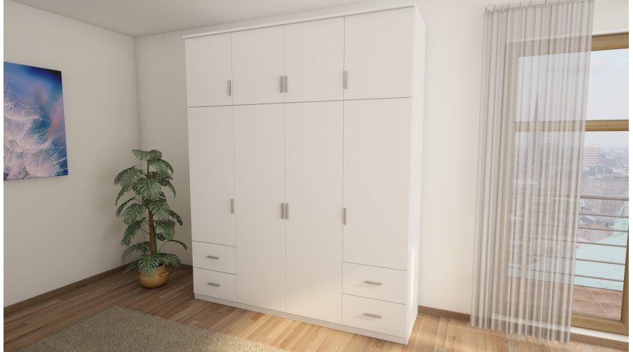 Wardrobe 200/242 - clothes rack, internal shelves, external drawers