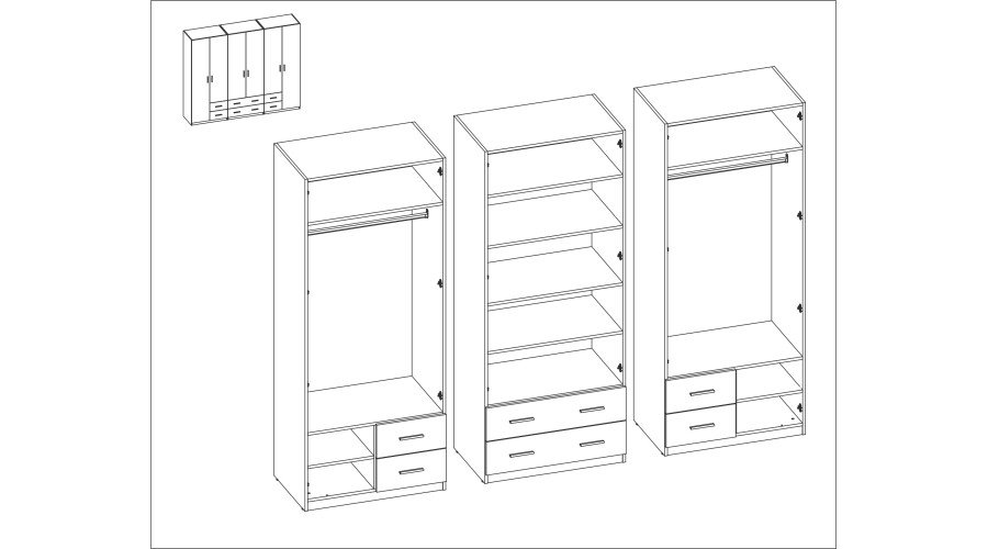 Wardrobe 240/220 - clothes rack, shelves, external drawers - Image 6