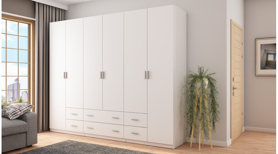 Wardrobe 240/220 - clothes rack, shelves, external drawers