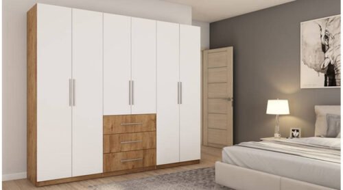 Wardrobe 250/220 – clothes hangers, internal shelves, external drawers