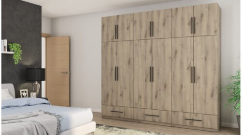 Wardrobe 260/240 – clothes hangers, internal shelves, external drawers