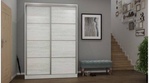 Wardrobe 2D/150 – seven shelves, hanging rail