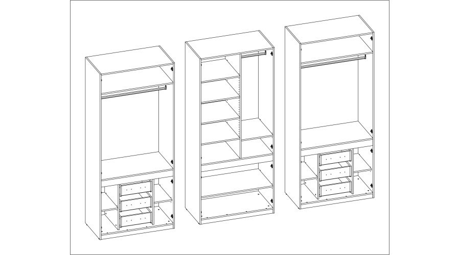 Wardrobe 310/240 - clothes hangers, internal shelves, internal drawers, mirror - Image 5