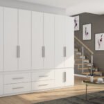 Wardrobe 320/230 - clothes rack, internal shelves, external drawers, mirror