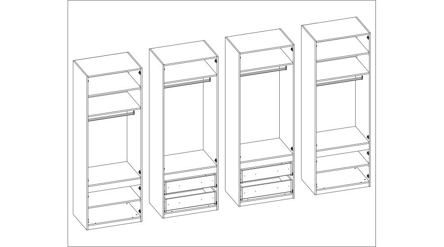 Wardrobe 320/230 - clothes rack, internal shelves, external drawers, mirror - Image 5