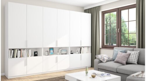 Wardrobe 330/230 – clothes rack, internal shelves, spacious internal drawers, niches with shelves