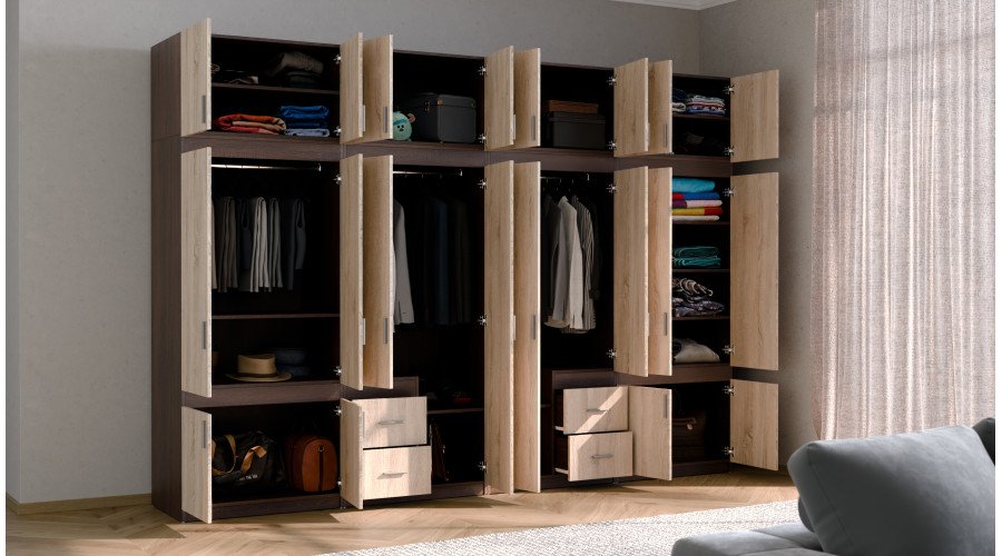 Wardrobe 340/240 - clothes hangers, internal shelves, spacious external drawers - Image 4