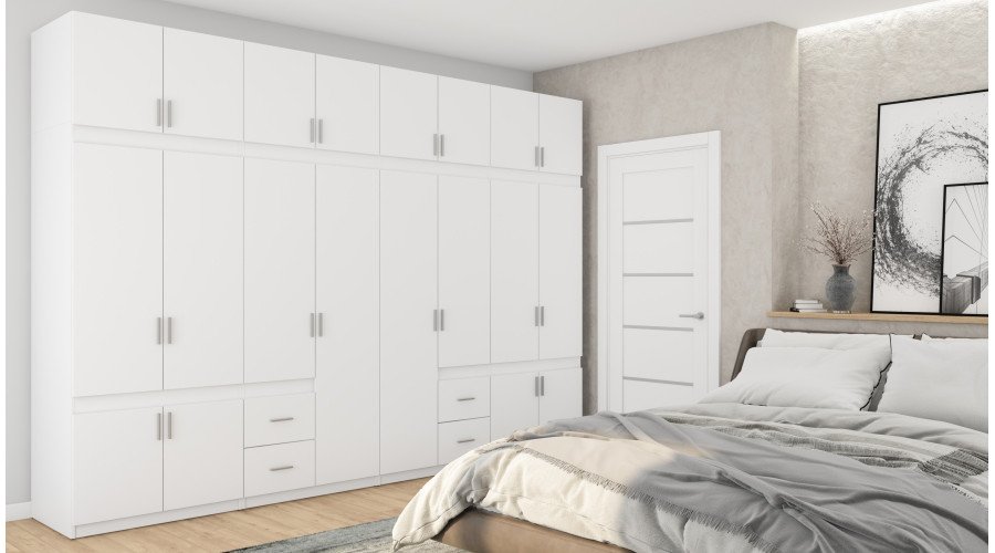 Wardrobe 340/240 - clothes hangers, internal shelves, spacious external drawers
