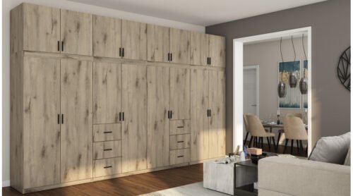 Wardrobe 380/240 – clothes hangers, internal shelves, spacious external drawers