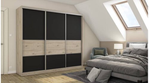 Wardrobe 3D/245 – pull-out shelves, drawers, hanging rails