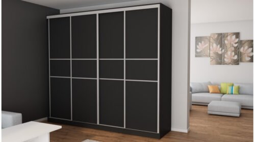 Wardrobe 4D/276 – hanging rails, pull-out shelves, drawers, many shelves