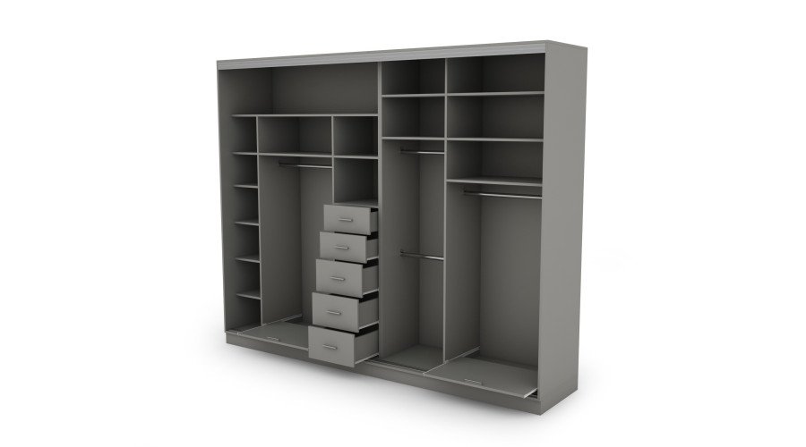 Wardrobe 4D/300 - hangers for hanging clothes, pull-out shelves, space for an ironing board, drawers - Image 2