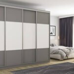 Wardrobe 4D/300 - hangers for hanging clothes, pull-out shelves, space for an ironing board, drawers