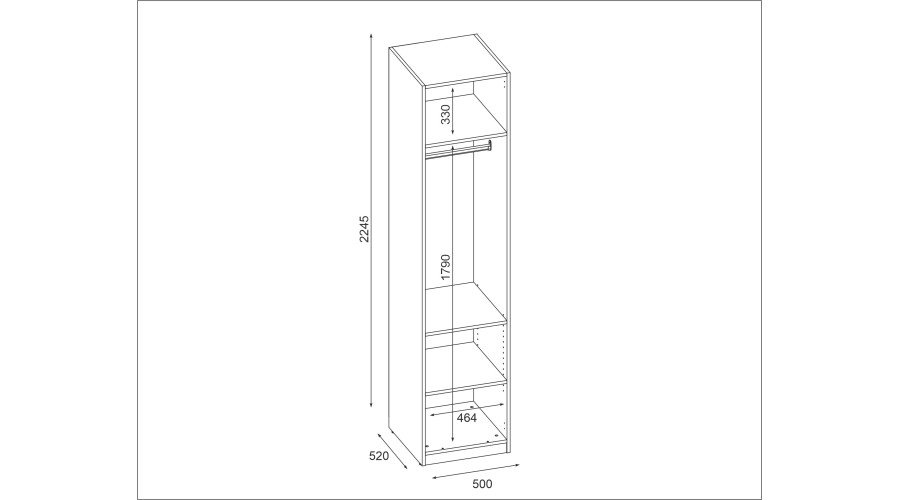 Modular wardrobe 50x225 cm with hanging rail and shelves – MAX Premium "D" - Image 3