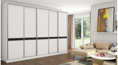 Wardrobe 5D/340 – hanger bars, pantograph, trouser, tie and belt hanger, drawers, many shelves