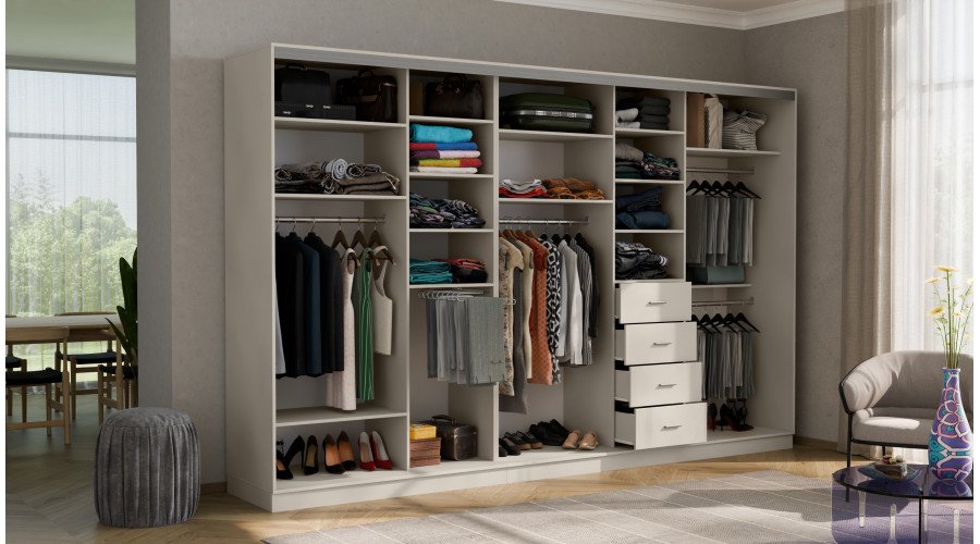 Wardrobe 5D/380 - hanger bars, pantograph, trouser, tie and belt hanger, drawers, many shelves - Image 3