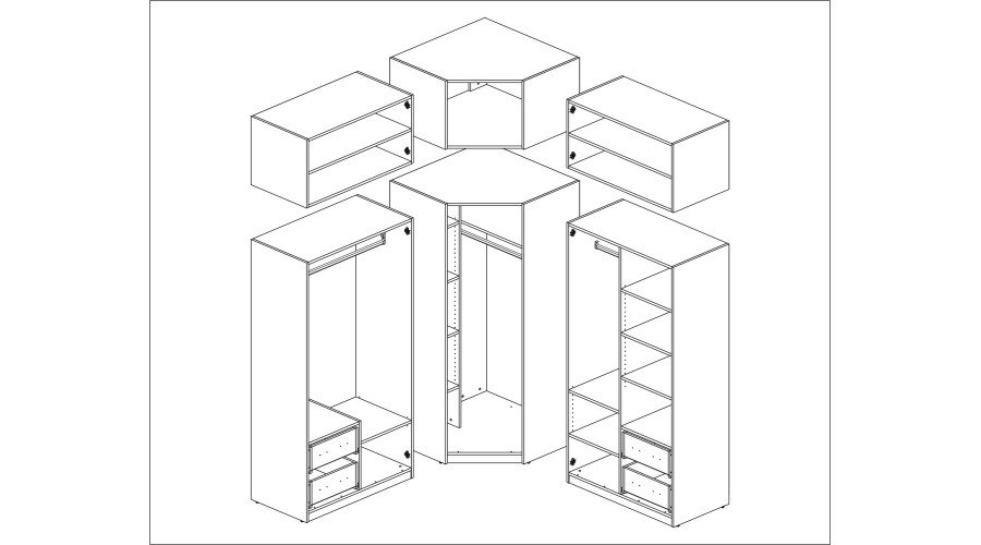 Corner wardrobe 189/240 - hanging rails, spacious drawers, shelves - Image 6