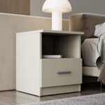 Bedside table with drawer 40 cm, white - NOX