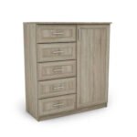 Narrow chest of drawers with cabinet 100 cm Sonoma Jasna – WALL