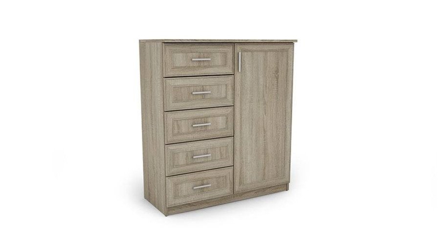 Narrow chest of drawers with cabinet 100 cm Sonoma Jasna – WALL