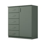 Narrow chest of drawers with drawers and cabinet, 100 cm, Bottle Green – SIENA