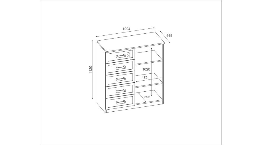 Narrow chest of drawers with drawers and cabinet, 100 cm, Bottle Green – SIENA - Image 3