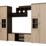 Multifunctional wall cabinet with cabinets and TV area 330 × 200 cm Sonoma Ciemna / Sonoma Jasna – JOWISZ