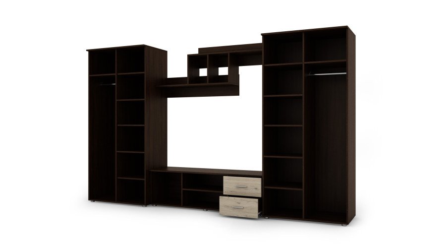 Multifunctional wall cabinet with cabinets and TV area 330 × 200 cm Sonoma Ciemna / Sonoma Jasna – JOWISZ - Image 3